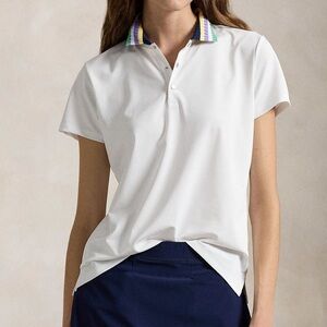 NWT Women Ralph Lauren RLX Mesh Pique Polo Ceramic White shirt Golf Tennis SzXL